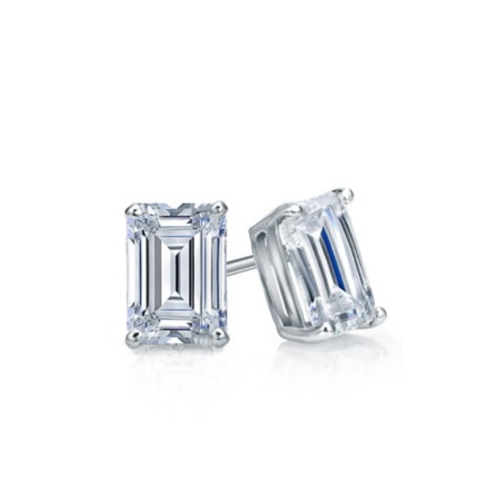 Natural Emerald Diamond Gold Stud